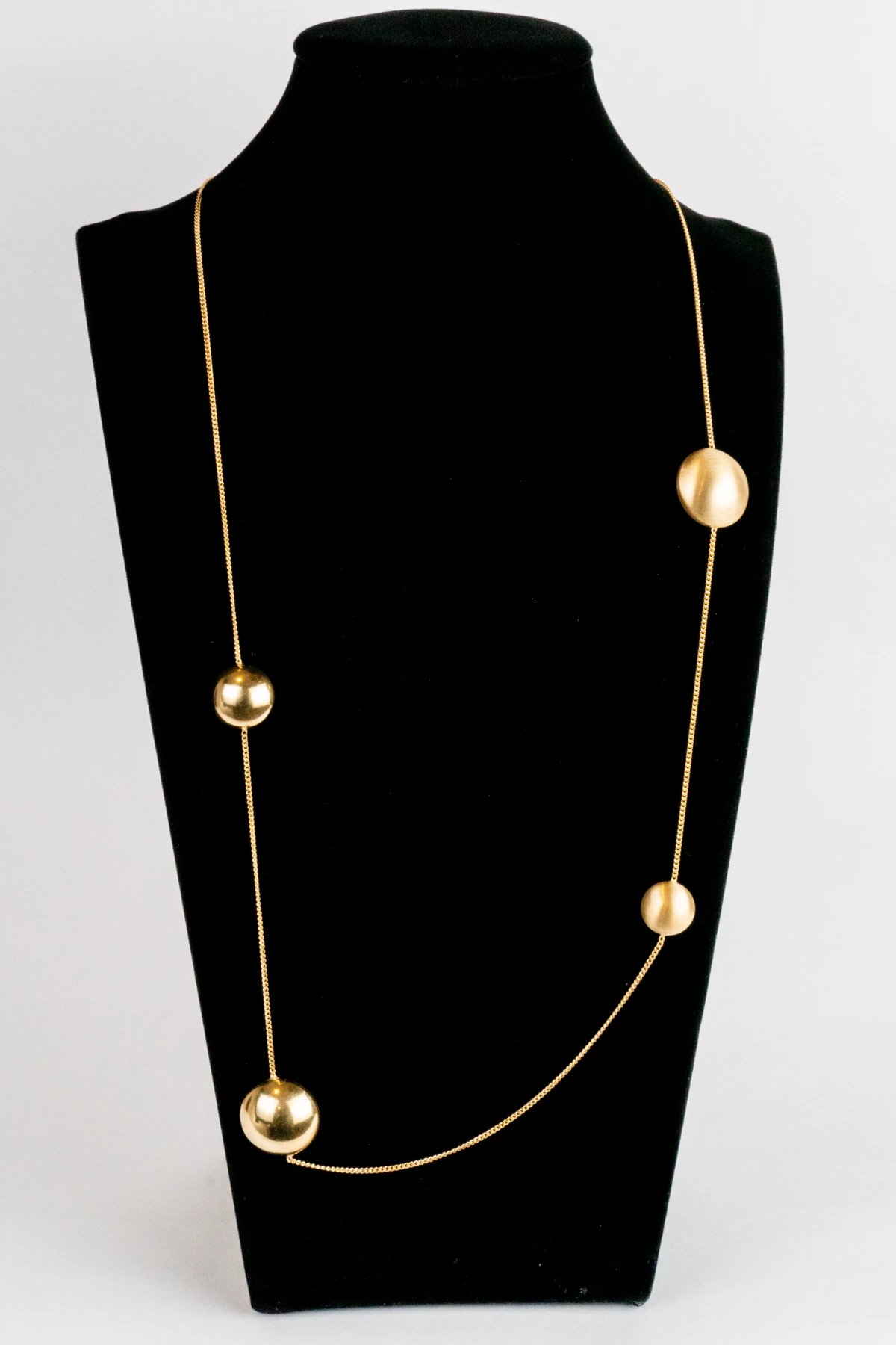 Collar Doble Esfera Brillante Mate